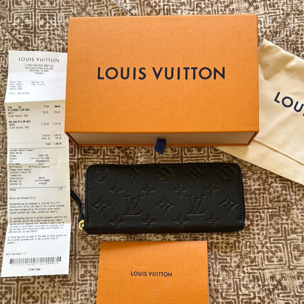 Louis Vuitton Black Clemente Empreinte Leather Wallet - Authentic